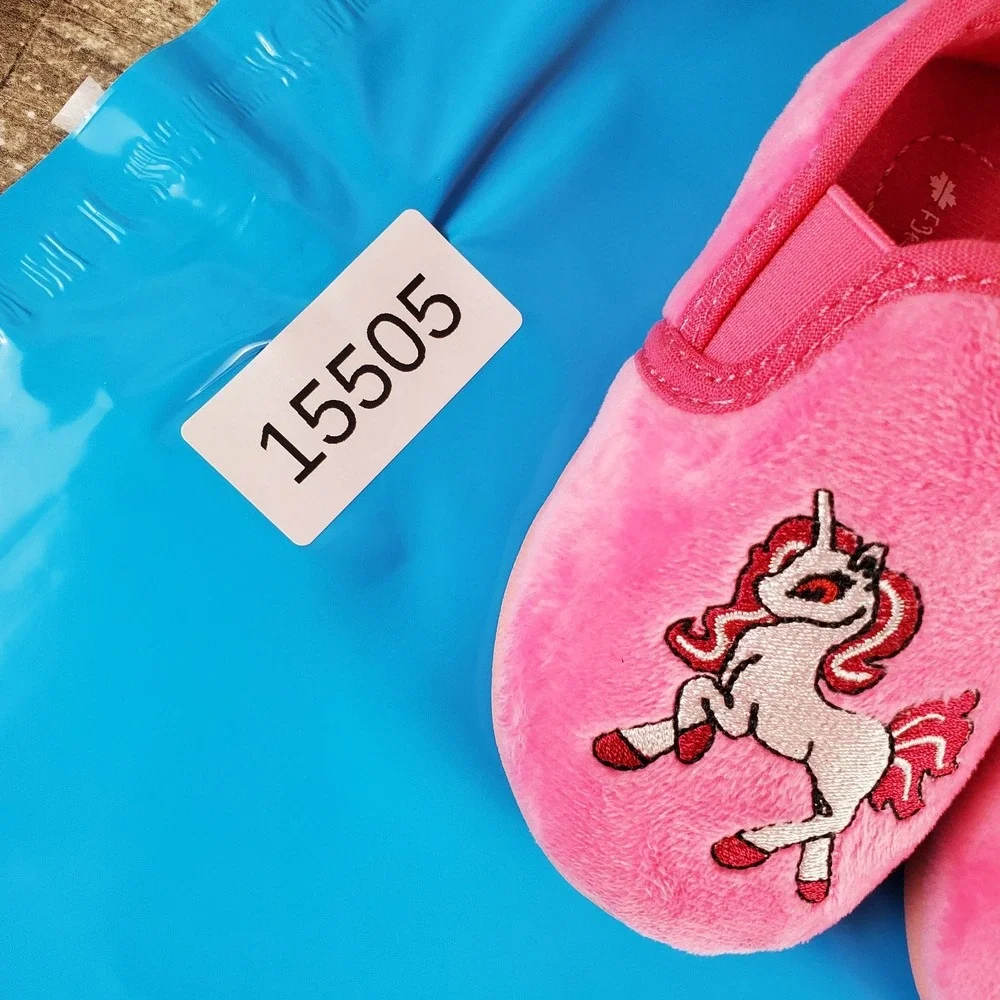 Foamtreads Unicorn Toddler Slippers Sz 5 M Pink Rose Slip On Embroidered